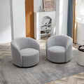Set of 2 KINWELL 34-Inch Wide Upholstered Swivel Barrel Chairs