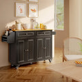 Solid Wood Top Kitchen Island Cart with Locking Wheels