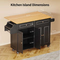 Solid Wood Top Kitchen Island Cart with Locking Wheels