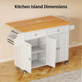 Solid Wood Top Kitchen Island Cart with Locking Wheels