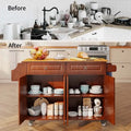 Solid Wood Top Kitchen Island Cart with Locking Wheels