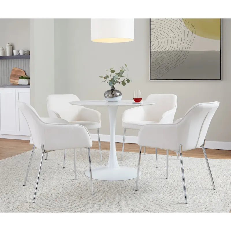 Set of 2 Silver Orchid Galotti Chrome Upholstered Dining Chairs