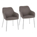 Set of 2 Silver Orchid Galotti Chrome Upholstered Dining Chairs