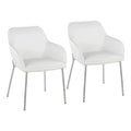 Set of 2 Silver Orchid Galotti Chrome Upholstered Dining Chairs