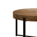 33.86" Modern Retro Round Coffee Table with Cross-Leg Base and Wooden Splicing Design