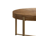 33.86" Modern Retro Round Coffee Table with Cross-Leg Base and Wooden Splicing Design