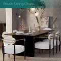 Plush Boucle Dining Chair with Thick Cushion and Elegant Metal Frame for Living Room