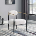 Plush Boucle Dining Chair with Thick Cushion and Elegant Metal Frame for Living Room