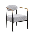 Plush Boucle Dining Chair with Thick Cushion and Elegant Metal Frame for Living Room