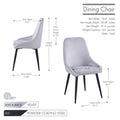 Porthos Home Set of 2 Fern Dining Chairs - Velvet Upholstery with Steel Legs