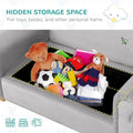Qaba Kids Sofa with Wooden Armrests - Toddler Couch for Preschool and Kindergarten Rooms Featuring Hidden Storage