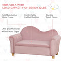 Qaba Kids Sofa with Wooden Armrests - Toddler Couch for Preschool and Kindergarten Rooms Featuring Hidden Storage
