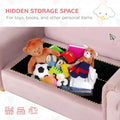 Qaba Kids Sofa with Wooden Armrests - Toddler Couch for Preschool and Kindergarten Rooms Featuring Hidden Storage