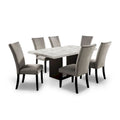 Transitional Light Grey 7-Piece Marble Top Dining Set - Cots Collection by Furniture of America