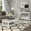 Denhour DH BASIC 4-Piece Open-Shelf Coffee Table Set with Drawer in Transitional Rubberwood