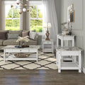 Denhour DH BASIC 4-Piece Open-Shelf Coffee Table Set with Drawer in Transitional Rubberwood
