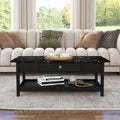 Denhour DH BASIC 4-Piece Open-Shelf Coffee Table Set with Drawer in Transitional Rubberwood