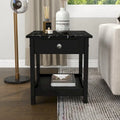 Denhour DH BASIC 4-Piece Open-Shelf Coffee Table Set with Drawer in Transitional Rubberwood
