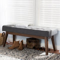 Baxton Studio Mid-Century Button-Tufted Fabric Bench