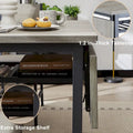 Contemporary Industrial 63.2" Extendable Dining Table with Drop Leaf, Accommodates 6