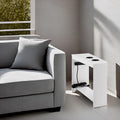 Compact Charging Side Table - Nightstand with Storage, Dual Power Outlets & USB Ports