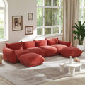 U-Shaped Chenille Fabric Sectional Sofa for 4 with 2 Matching Ottomans