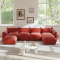 U-Shaped Chenille Fabric Sectional Sofa for 4 with 2 Matching Ottomans