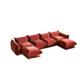 U-Shaped Chenille Fabric Sectional Sofa for 4 with 2 Matching Ottomans