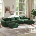 U-Shaped Chenille Fabric Sectional Sofa for 4 with 2 Matching Ottomans