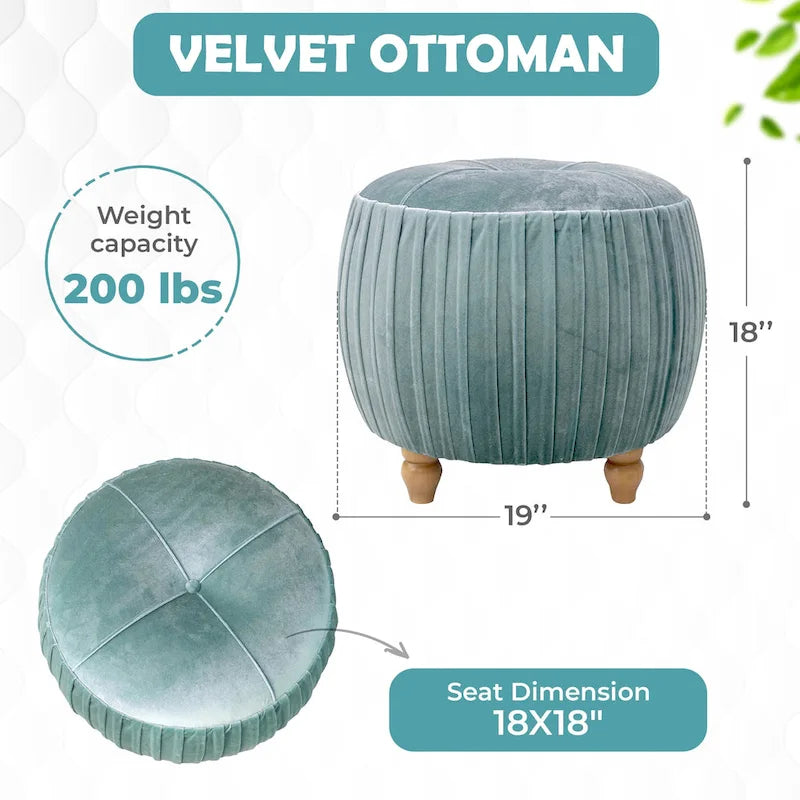 Small Round Velvet Ottoman by Helena