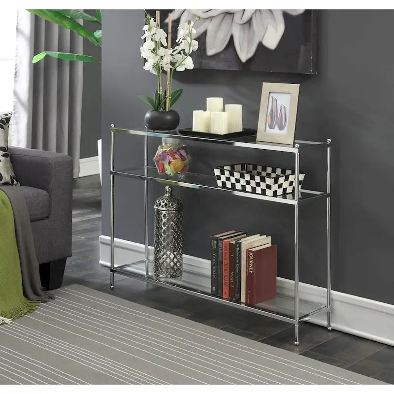 Royal Crest 3-Tier Glass Console Table by Convenience Concepts
