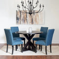 Round Dining Table Set with 4 Upholstered Chairs and Pedestal Base