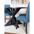 Round Dining Table Set with 4 Upholstered Chairs and Pedestal Base