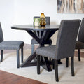 Round Dining Table Set with 4 Upholstered Chairs and Pedestal Base