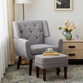 HUIMO Fabric Accent Chair and Ottoman Set - Available in Grey, Beige, Blue, and Dark Teal