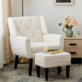 HUIMO Fabric Accent Chair and Ottoman Set - Available in Grey, Beige, Blue, and Dark Teal