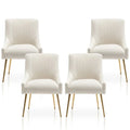 SEYNAR Set of 4 Modern Glam Boucle Velvet Dining or Vanity Chairs with Rear Handle