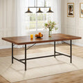 70.9-Inch Rustic Rectangle Dining Table with Metal Tube Frame