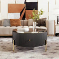 Contemporary Round Coffee Table with Dual Large Storage Drawers