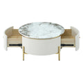Contemporary Round Coffee Table with Dual Large Storage Drawers