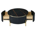 Contemporary Round Coffee Table with Dual Large Storage Drawers
