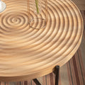 Contemporary Round Coffee Table with Cross-Leg Metal Base and Threaded Design