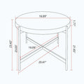 Contemporary Round Coffee Table with Cross-Leg Metal Base and Threaded Design