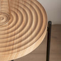 Contemporary Round Coffee Table with Cross-Leg Metal Base and Threaded Design