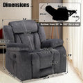 Upholstered Recliner with Rocking and Swiveling Features