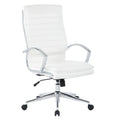 Executive High-Back Faux Leather Chair with Chrome Base and Detachable Sleeves