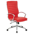 Executive High-Back Faux Leather Chair with Chrome Base and Detachable Sleeves