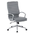 Executive High-Back Faux Leather Chair with Chrome Base and Detachable Sleeves