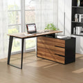 Modern L-Shaped Desk with Storage Cabinet & Drawers