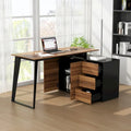 Modern L-Shaped Desk with Storage Cabinet & Drawers